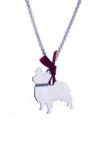 Collana Charm Cane Volpino Argento 925% Dog Happy Pets Enpa Unoaerre 8349