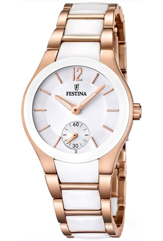 F16589/1 Orologio Donna Ceramica Bianco Acciaio Rosa Festina F16589/1