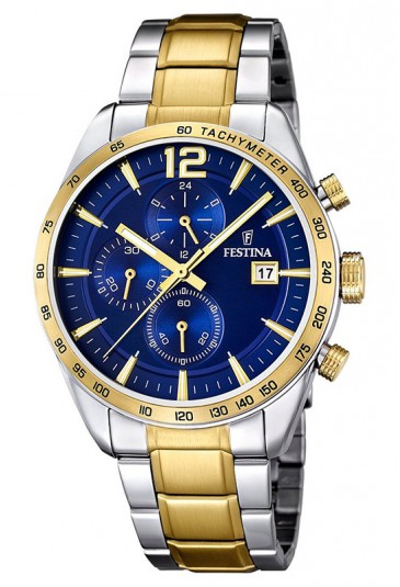 Orologio Uomo Bicolore Quadrante Blu Acciaio Festina F16761/2