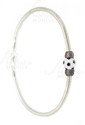 Bracciale Juventus Pallone Bianconero Squadra Calcio Tube Argento 925 Fantasia Monile EIN8HFM