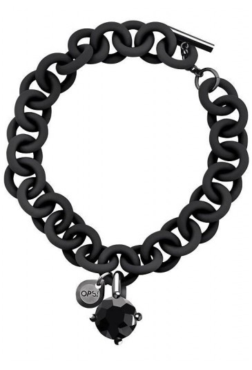 Bracciale Ops!Rock Silicone Gomma Cristallo Nero OPSBR-50 5475