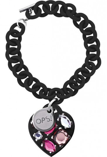 Bracciale OPS!Stone Silicone Gomma Pietre Black OPSBR-170