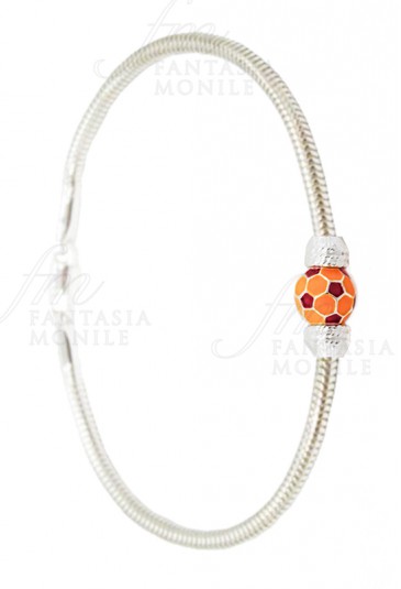 Bracciale Roma Pallone Giallorosso Squadra Calcio Tube Argento 925 Fantasia Monile HOTQYFM