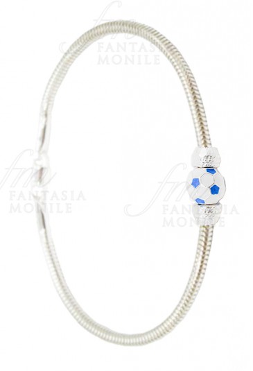 Bracciale Lazio Pallone Celeste Squadra Calcio Tube Argento 925 Fantasia Monile 8DO76FM