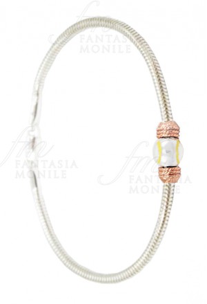 Bracciale Palla Tennis Master Sport Robusto Tube Argento 925 Fantasia Monile 813XEFM