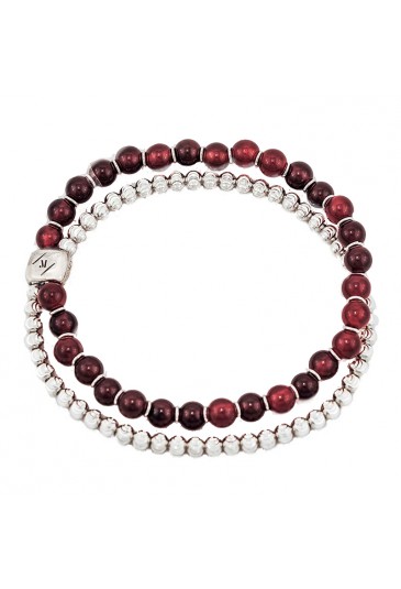Bracciale Uomo Argento Elastico Due Giri Corniola Menozzi O40LMFM