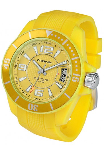 Orologio Uomo Sub Color Acciaio Silicone Giallo Brosway WSB03