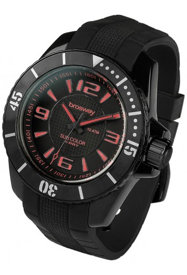 Orologio Uomo Sub Color Acciaio Silicone Nero Rosso Brosway WSB07