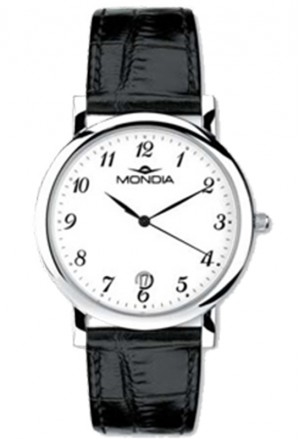 Orologio Uomo Classico Acciaio Pelle Nera Mondia 1-642-1