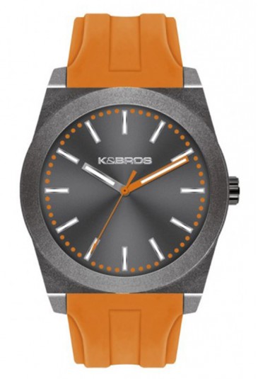 Orologio Uomo Alluminio Silicone Arancio Design Piatto Kebros 9560-3