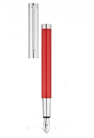 Penna Stilografica Argento Rosso Incisione Personalizzata Cosmo Waldmann 0369-F
