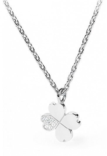 Collana Donna Mini Quadrifoglio Portafortuna Acciaio Cristalli Brosway BNI16