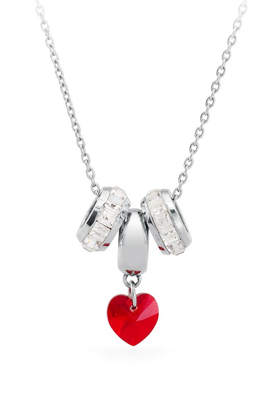Girocollo in acciaio rh no nickel e gemma di cristallo cubic zirconia a