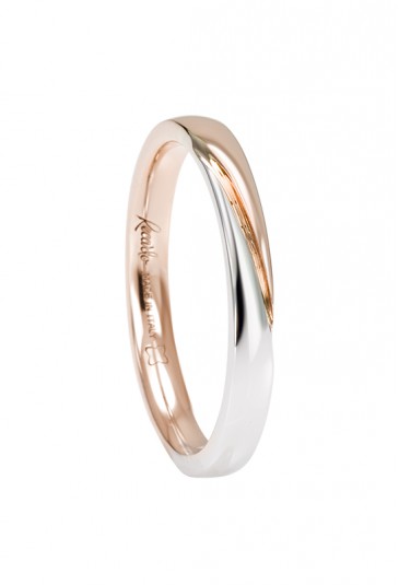 Fede Nuziale Recarlo Oro 18kt Bianco Rosa Matrimonio Wedding W14FD004/BRH