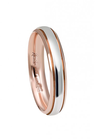 Fede Nuziale Recarlo Oro 18kt Bianco Rosa Matrimonio Wedding W14FD003/BRH