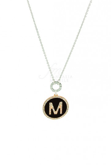 Collana Donna Lunga Iniziale Nera Lettera M Dvccio 7106