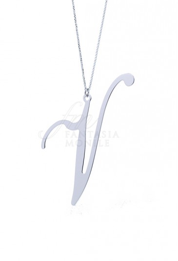 Collana Donna Iniziale Argento 925% Silver Lettera V Unoaerre 8358