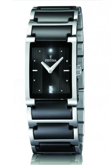 Orologio Donna Ceramica Nero Acciaio Rettangolare Festina F16536/2