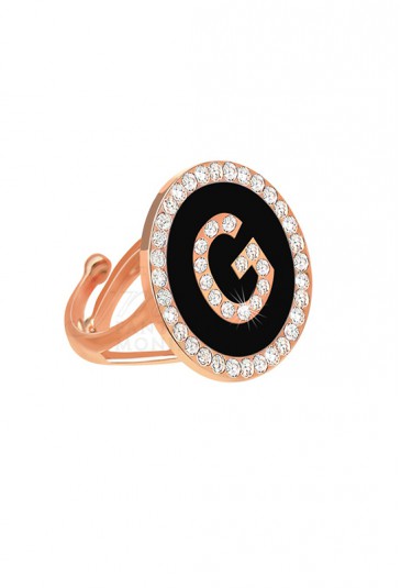 Anello Donna Iniziale Nome Lettera G Black Regolabile Dvccio 7141