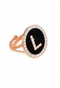 Anello Donna Iniziale Nome Lettera L Black Regolabile Dvccio 7143
