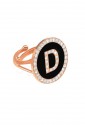 Anello Donna Iniziale Nome Lettera D Black Regolabile Dvccio 7138