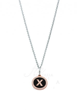 Collana Donna Iniziale Nero Lettera X Small Dvccio 7175