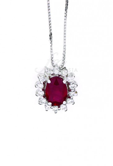 Collana Donna Rubino Rosso Oro 18kt Diamanti Naturali Demetra 139.055.R12