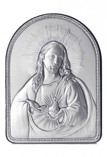 Quadro Sacro Cuore Gesu Argento 925 Legno Acca 32FT.3