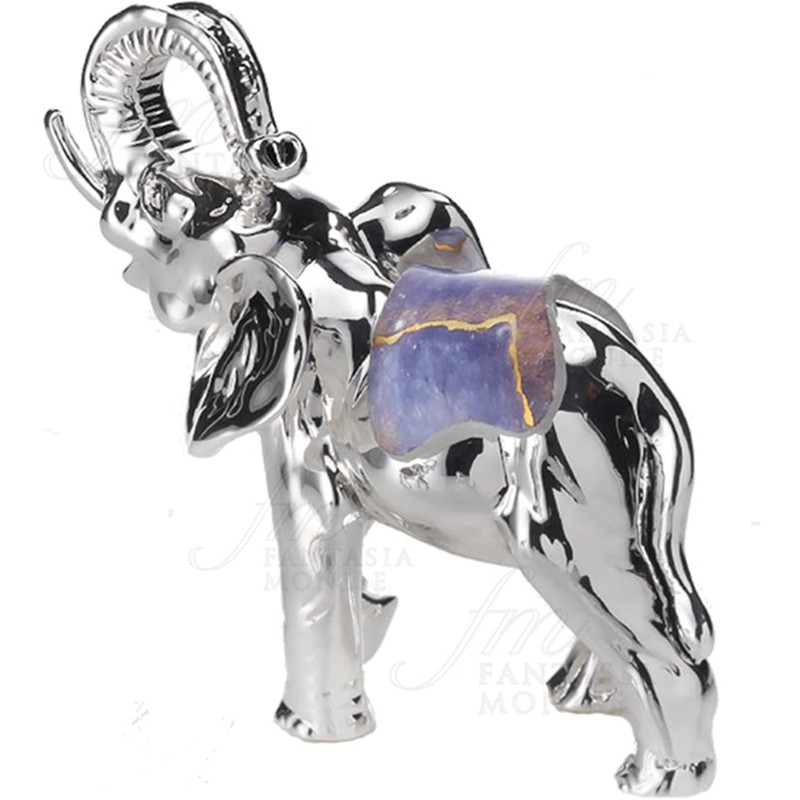 Elefante portafortuna bianco con matello argento | IlBelRegalo