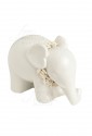 Elefante Portafortuna Porcellana Bianca Roselline Handmade Hervit 25445B