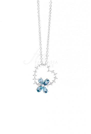 Collana Donna Cuore Diamanti Naturali Acqua Marina Oro 18kt Modello Trilly Recarlo XE145/BAQ