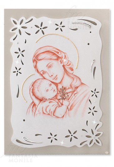 Quadro Madonna Con Bambino Capoletto Argento 925 Legno Dipinto Acca QS.602P.M