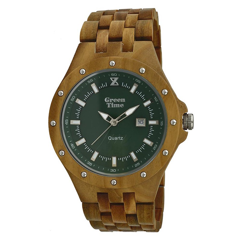 Orologio Uomo Legno Chiaro Scuro Wood Verde Green Time ZW038A - Fantasia  Monile