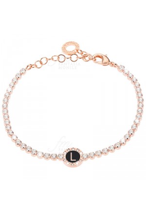 Bracciale Tennis Donna Rose Smalto Nero Lettera L Dvccio 96YC6FM