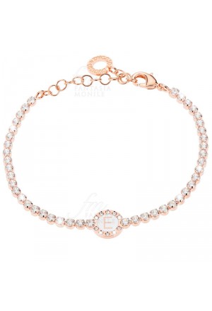 Bracciale Tennis Donna Rose Smalto Bianco Cristalli Lettera E Dvccio 9GV4VFM