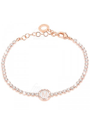 Bracciale Tennis Donna Rose Smalto Bianco Cristalli Lettera M Dvccio K0XHIFM