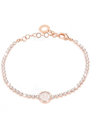 Bracciale Tennis Donna Rose Smalto Bianco Cristalli Lettera M Dvccio K0XHIFM