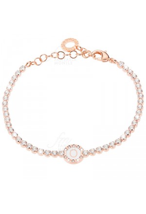 Bracciale Tennis Donna Rose Smalto Bianco Cristalli Lettera O Dvccio W05QZFM