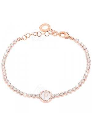 Bracciale Tennis Donna Rose Smalto Bianco Cristalli Lettera P Dvccio ZADF9FM