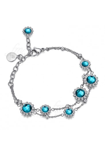 2 Pezzi Set Di Cavigliere Con Doppio Cuore In Cristallo Argento E - Foto 4