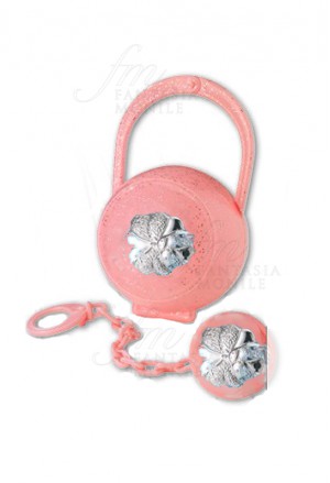 Scatola Portaciuccio Bimba Rosa Quadrifoglio Plexi Argento Acca 40PL.6