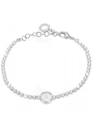 Bracciale Tennis Donna Silver Smalto Bianco Cristalli Lettera B Dvccio 5HZIPFM