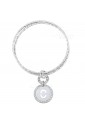 Bracciale Donna Cerchi Rigidi Charm cerchio Cristalli Argento 925 Lettera C Dvccio FNROWFM