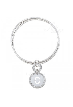 Bracciale Donna Cerchi Argento 925 Lettera C Charm Dvccio FNROWFM