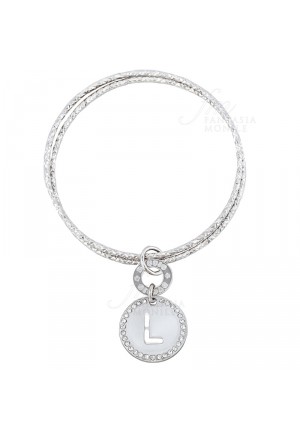 Bracciale Donna Cerchi Argento 925 Lettera L Charm Dvccio CHSBAFM