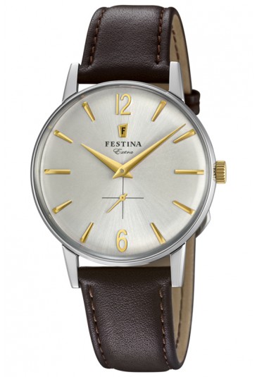 Orologio Festina Extra Acciaio Quadrante Argento Cinturino Pelle Elegante F20248/2