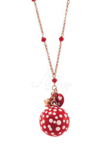 Collana Donna Dolce Attesa Chiama Angeli Cuore Rosso Argento Unoaerre WIW06FM