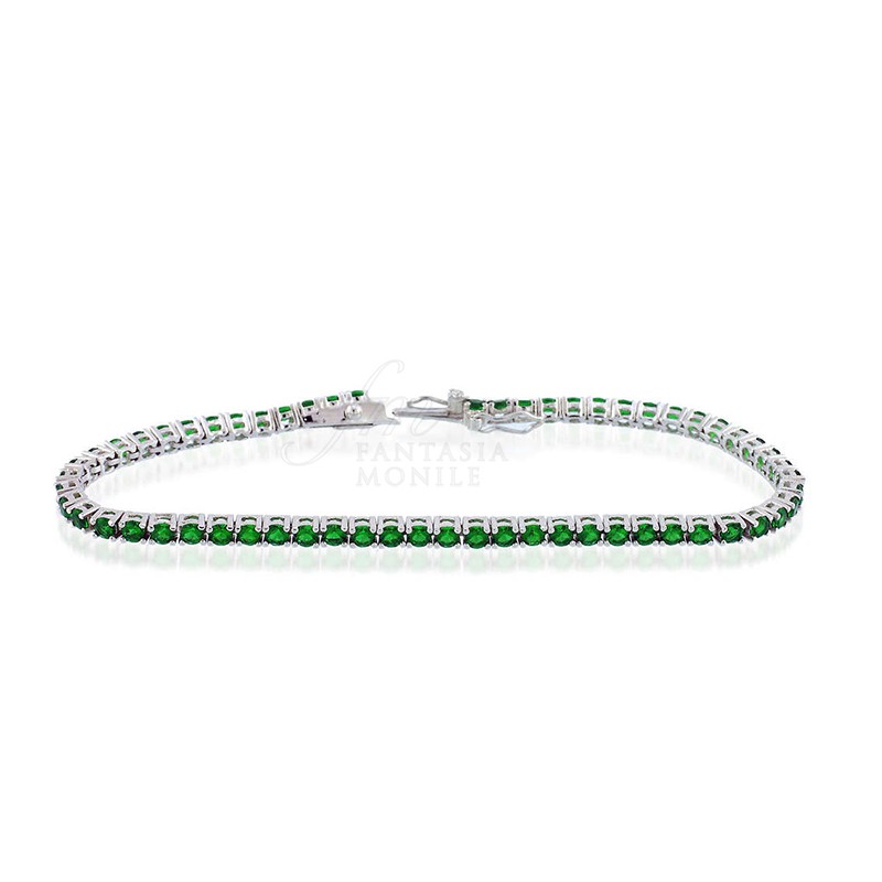 Bracciale Tennis Donna Con Cristalli, Acciaio Inox, Lunghezza 19 Cm, Regalo Con Custodia - 3