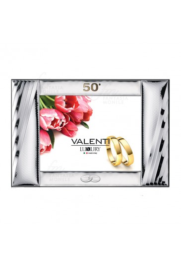 Cornice Portafoto Specchiera 50° Anniversario Nozze Oro Argento Bilamina 32x25 Valenti 56014/2L