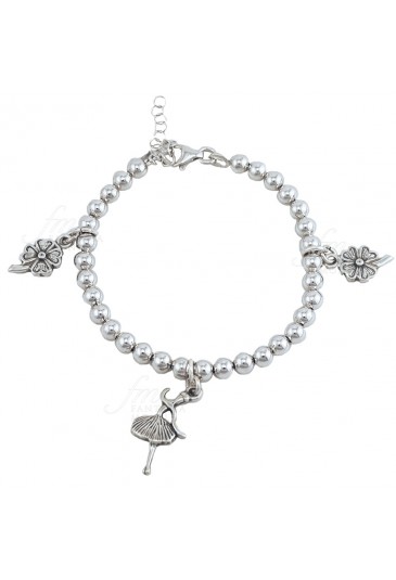 Bracciale Mestieri Charms Ballerina Fiori Argento Fantasia Monile MUP20FM
